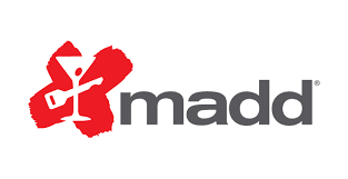 Logo with red brushstroke and gray text reading 'mad'.